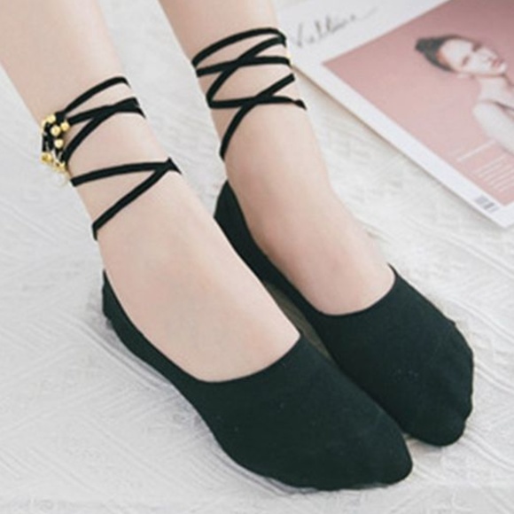 Faux Suede Ankle Wrap Socks With Pearl Accent - Picture 3 of 3